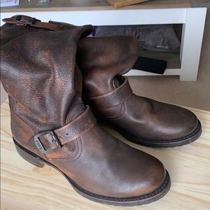 Frye slouchy leather boots brown size 8